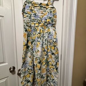 Abercrombie Lemon & Blue Floral Pleated Sundress